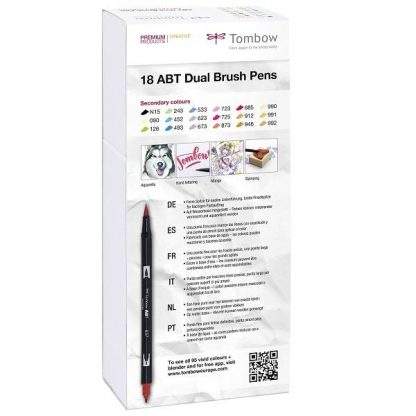 Tombow Dual Brush Pen 18 db-os ecsetfilc-készlet - másodlagos színek - hátoldal