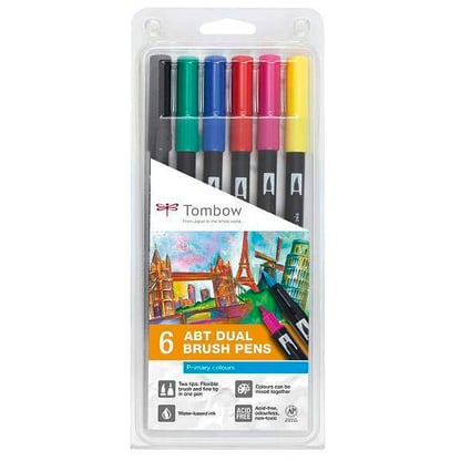 Tombow ABT kéthegyű filctoll 6 db alapszínek