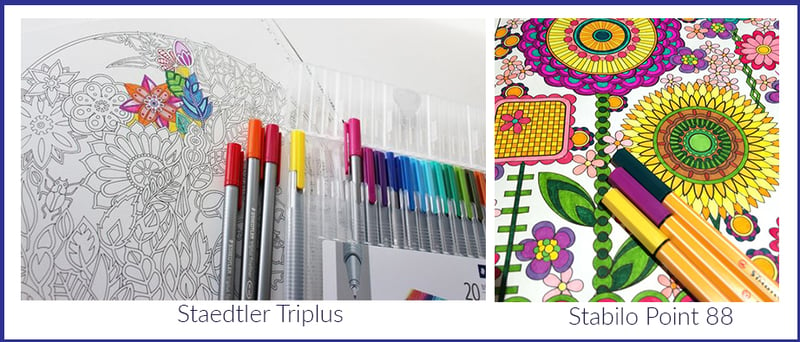 Staedtler Triplus és Stabilo Point 88 tűfilcek színezéshez