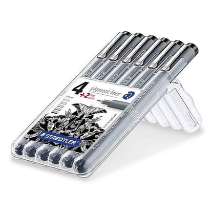 Staedtler Pigment Liner fekete tűfilc, 6 db-os készlet