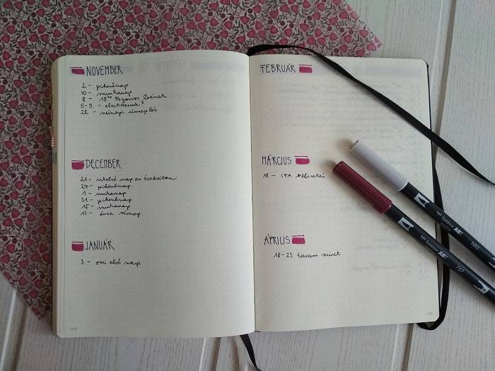 Bullet Journal jövőtervező minta