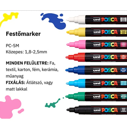 Uni Posca dekormarker készlet (PC-5M), 8 db