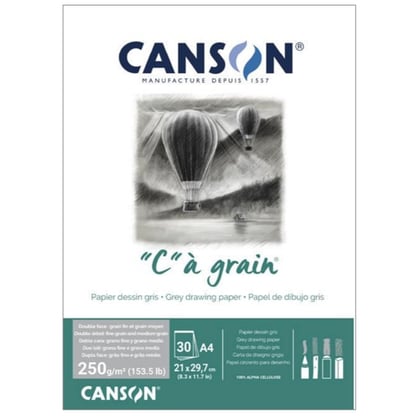 Canson "C" á grain színezett papírtömb, szürke