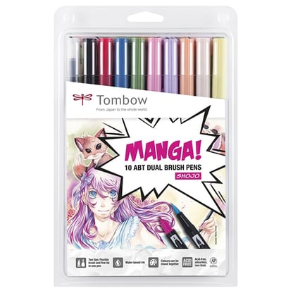 Tombow ABT kéthegyű ecsetfilc, manga (shojo) szett