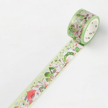 BGM washi tape 20mm x 5m - Green Cat