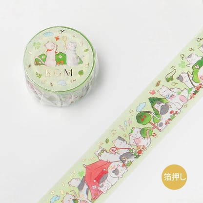 BGM washi tape 20mm x 5m - Green Cat