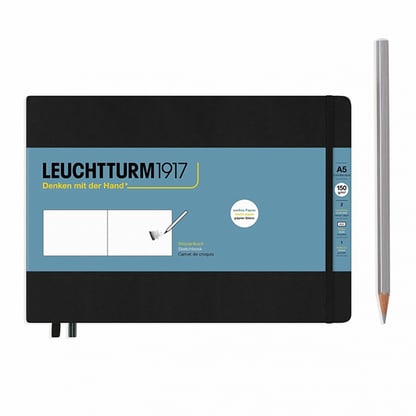 Leuchtturm Medium Sketchbook, A5, fekvő - Black