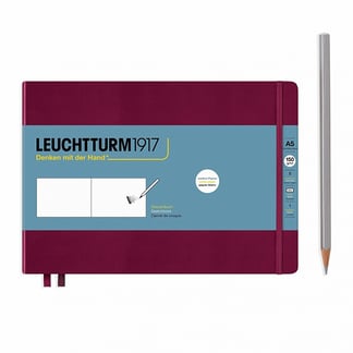 Leuchtturm Medium Sketchbook, A5, fekvő - Port Red