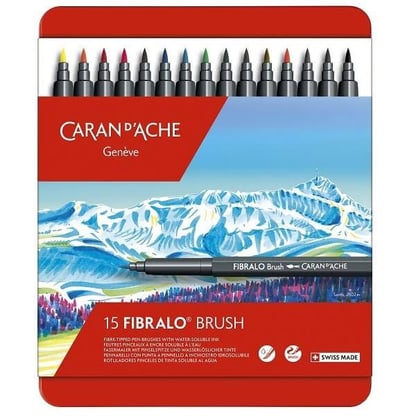 Caran d'Ache Fibralo ecsetfilc, 15 darabos - fém dobozban