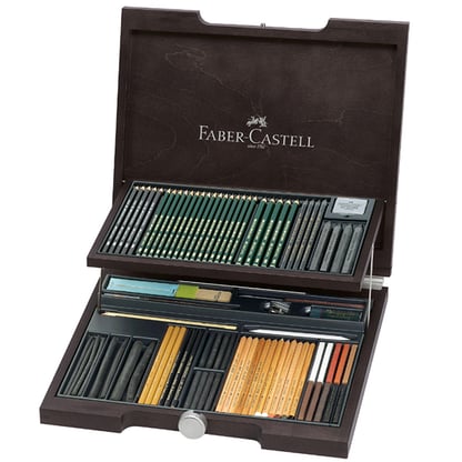 Faber-Castell Pitt Monochrome készlet, fa dobozban - 85 darabos