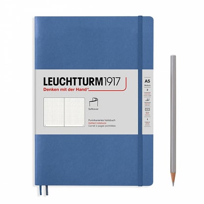 Leuchtturm pontozott füzet, puha borító, A5 - denim