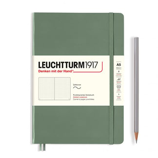 Leuchtturm pontozott füzet, puha borító, A5 - oliva