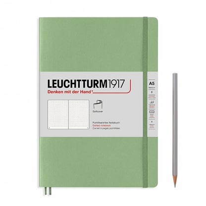 Leuchtturm pontozott füzet, puha borító, A5 - sage