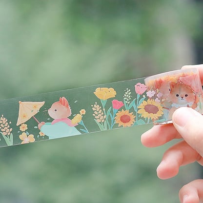 BGM washi tape, clear tape - Sunflower cat