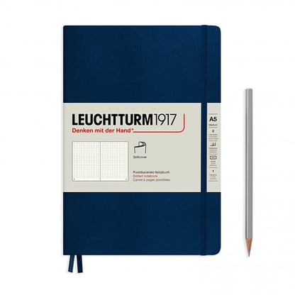 Leuchtturm pontozott füzet, puha borító, A5 - navy