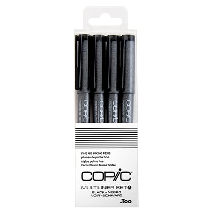 Copic Multiliner tűfilc készlet, 4 db - fekete