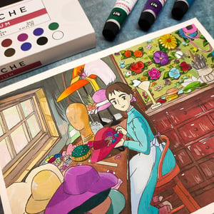 Ghibli jelenetek festése Art Philosophy gouache festékkel