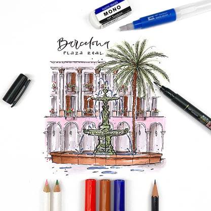 Tombow Urban Sketching készlet, fémdobozban