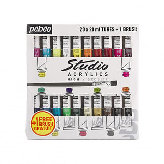 Pébéo Studio akrilfesték készlet - 20 x 20 ml, ecsettel