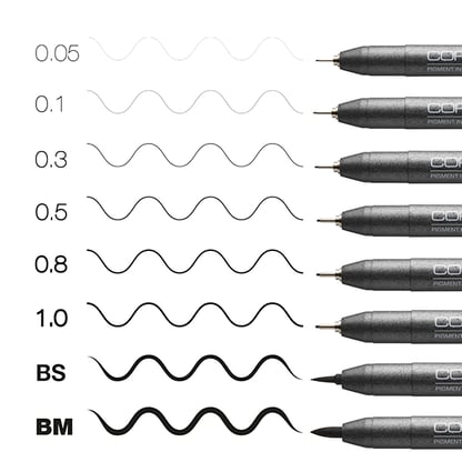 Copic Multliner Classic tűfilc készlet, 8 db - fekete