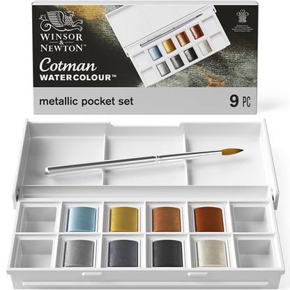 Winsor & Newton Cotman akvarellfesték készlet, 8 db - Metál színek