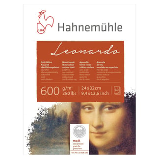 Hahnemühle Leonardo akvarelltömb - 600 g, 24x32 cm, 10 lap