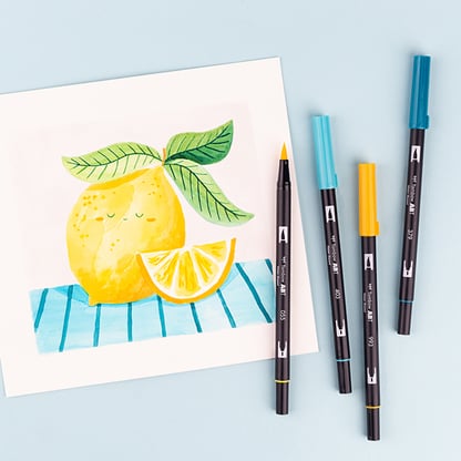 Tombow ABT Dual Brush Pen Kéthegyű ecsetfilc 6db - Lemon squeezy