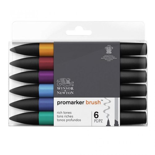 Winsor & Newton Promarker alkoholos ecsetfilc, 6 db - Rich Tones