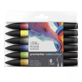   Winsor & Newton Promarker akvarell ecsetfilc, 6 db - Alapszínek