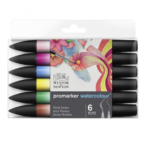 Winsor & Newton Promarker akvarell ecsetfilc, 6 db - Virág színek