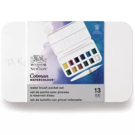   Winsor & Newton Cotman akvarellfesték készlet 12 x 1/2 , ecsettel, műanyag dobozban 