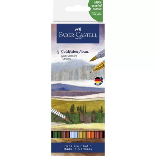 Faber-Castell Goldfaber Aqua kétvégű ecsetfilc, 6 db - toszkána