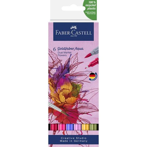 Faber-Castell Goldfaber Aqua kétvégű ecsetfilc, 6 db - virágok