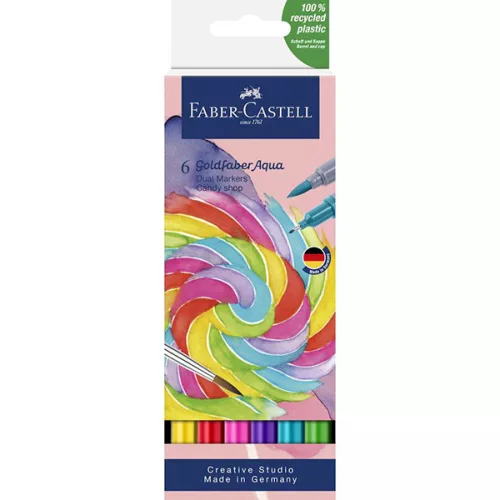 Faber-Castell Goldfaber Aqua kétvégű ecsetfilc, 6 db - édességbolt