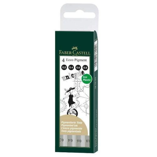 Faber-Castell Ecco-Pigment 4 db-os tűfilc készlet, 0,2 - 0,4 - 0,6 - 0,8 mm