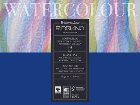 Fabriano Watercolour akvarell tömb 300 g/m² - 12 lapos - 24x32 cm