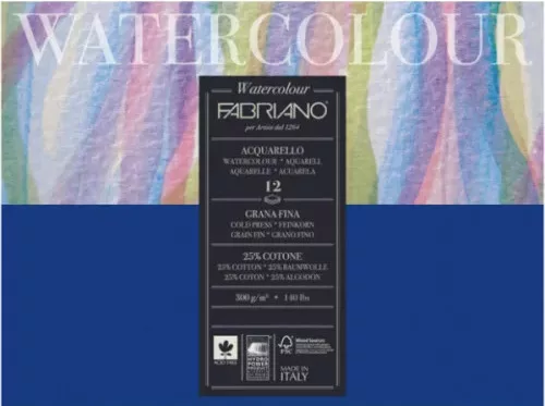 Fabriano Watercolour akvarell tömb 300 g/m² - 12 lapos - 36x48 cm