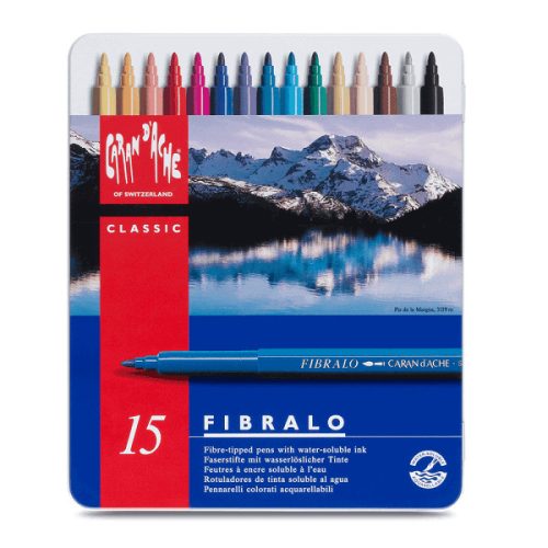 Caran d'Ache Fibralo akvarell filctoll 15 db-os fémdobozban