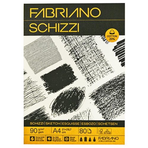 Fabriano Schizzi Rajztömb - Felül ragasztott - 80 lap - A3