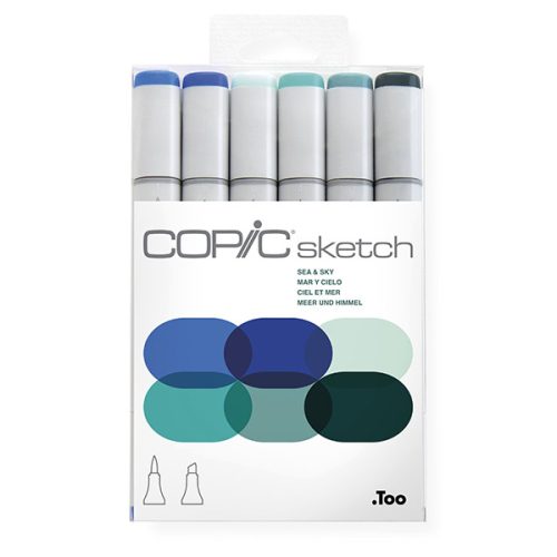Copic Sketch alkoholos marker készlet, 6 db - Tenger és ég