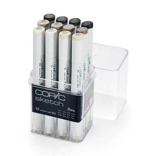 Copic Sketch alkoholos marker készlet, 12 db - meleg szürke árnyalatok