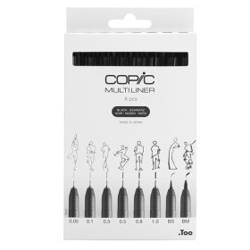 Copic Multiliner Classic készlet, fekete - 6+2 darabos