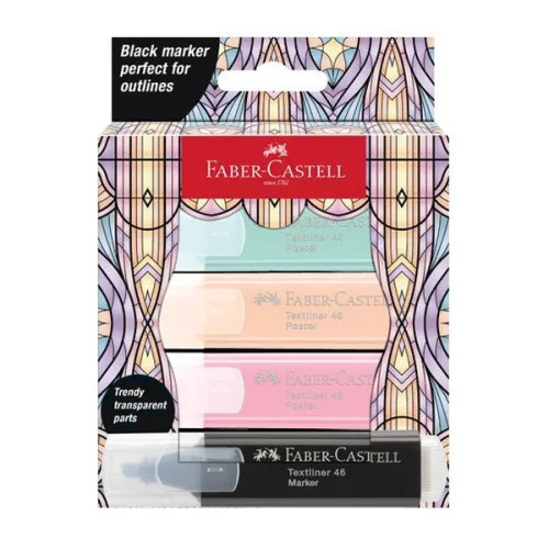 Faber-Castell szövegkiemelő készlet, 4 db - Pasztell + fekete
