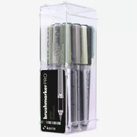   Karin Brushmarker PRO ecsetfilc 12 db-os készlet - Szürke árnyalatok