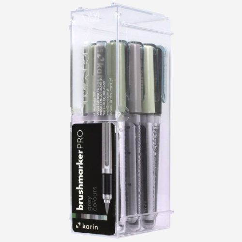 Karin Brushmarker PRO ecsetfilc 12 db-os készlet - Szürke árnyalatok