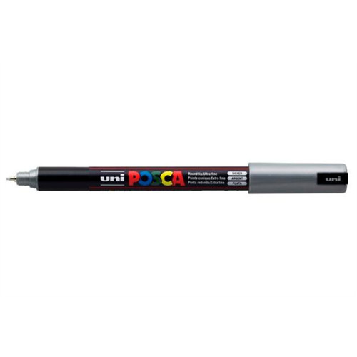 Uni Posca dekormarker - 0,7 mm, tűhegyű (PC-1MR), Ezüst