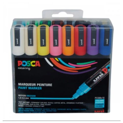 Uni Posca dekormarker készlet (PC-5M), 16 db