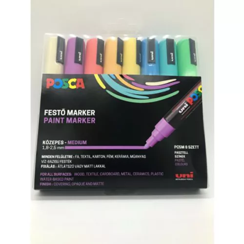Uni Posca dekormarker készlet (PC-5M), 8 db - pasztell színek