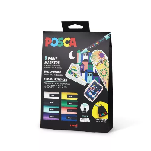 Uni Posca dekormarker készlet (PC-5M), 8 db - vászon zacskóval