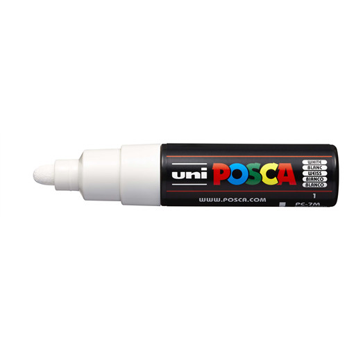 Uni Posca dekormarkerek - 4,5 - 5,5 mm hegyvastagság (PC-7M), Fehér